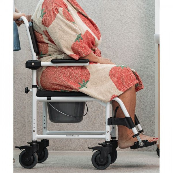 Mobilex Cockatoo Commode And Shower Chair With 5″ Lockable Wheels