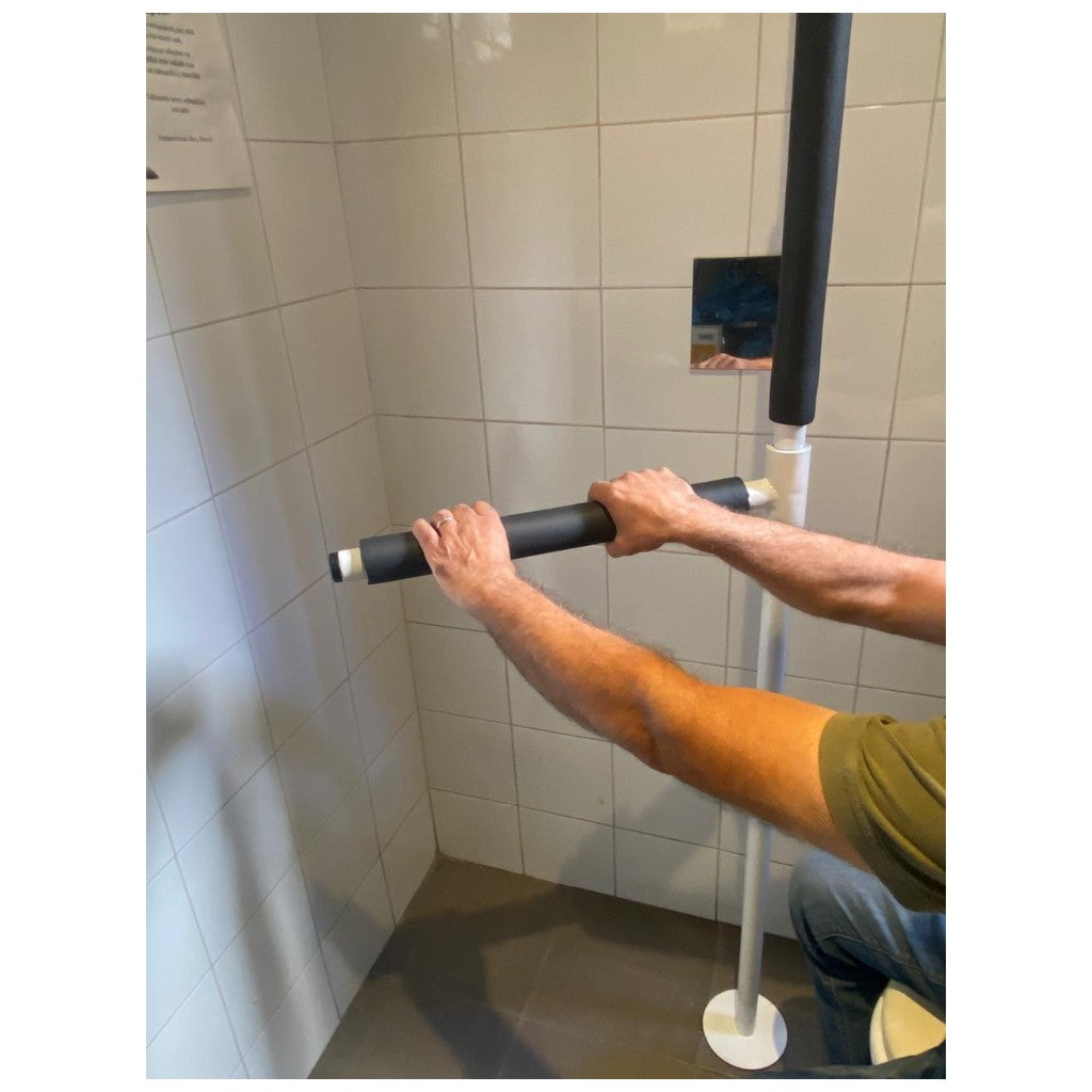 Support pole with horizontal handle in use