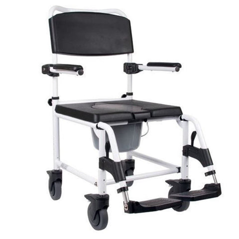 Mobilex Cockatoo Commode And Shower Chair With 5″ Lockable Wheels